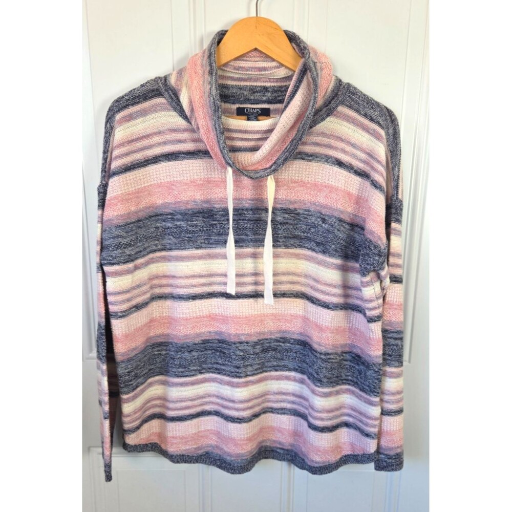Chaps Womens Linen Blend Cowl Neck Sweater Size M Natural Fabrics Camping